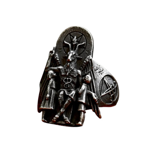 [ DECRYPT_#06L ] BAPHOMET LEVIATHAN CROSS PUNK RING