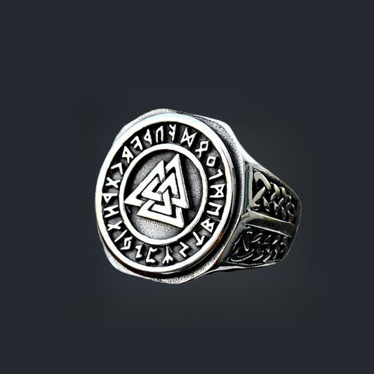 [ LINK_#21V ] RUNIC VALKNUT OCTAGON SIGNET RING