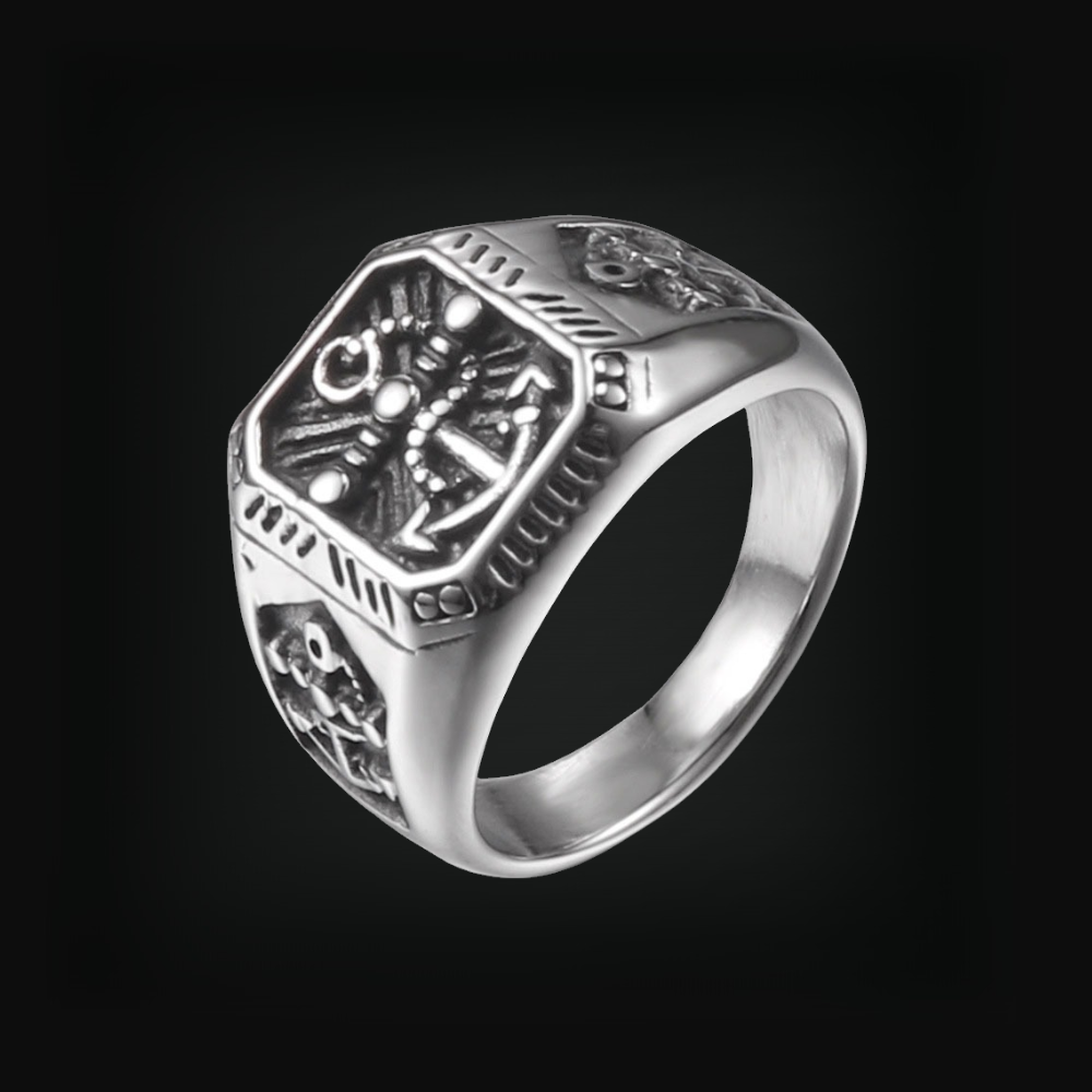 [ LINK_#35N ] NAUTICAL ANCHOR DEEP RELIEF CYBERPUNK RING