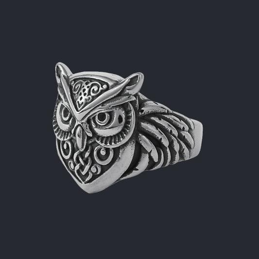 [ KERNEL_v10.1 ] GOTHIC OWL HEAD WATCHMAN RING