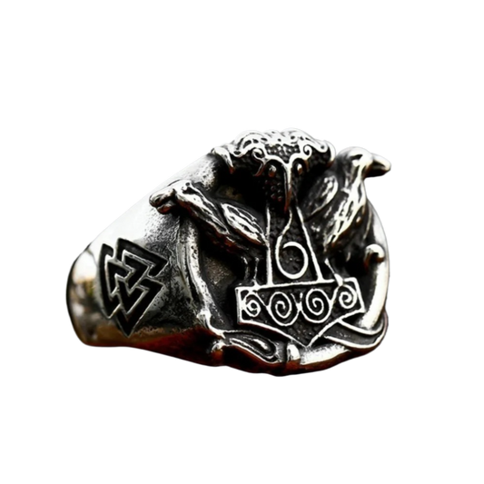 [ LINK_#02R ] THOR HAMMER RAVEN IMPLANT RING
