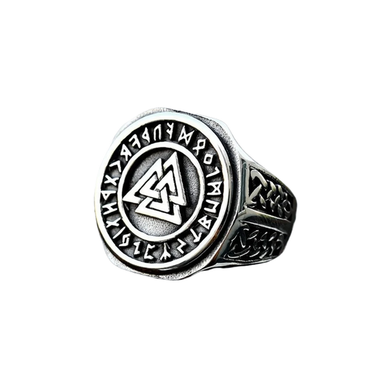 [ LINK_#21V ] RUNIC VALKNUT OCTAGON SIGNET RING