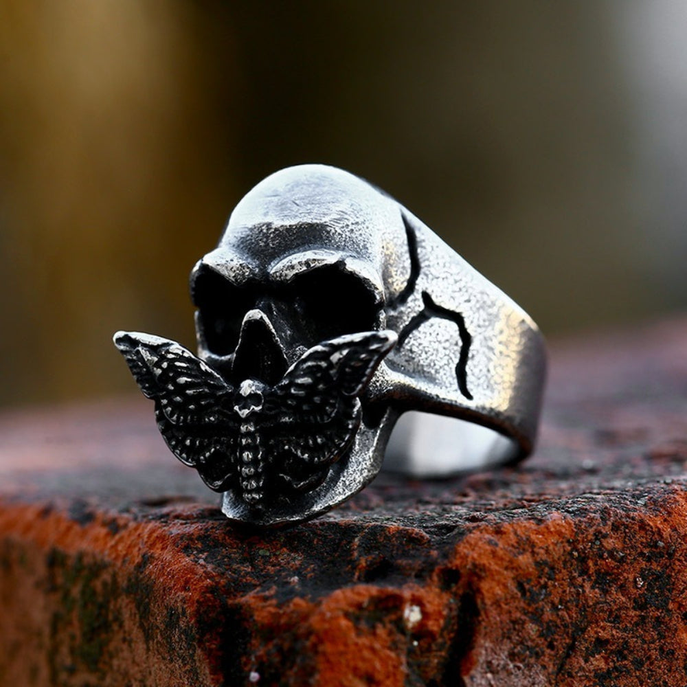 [ DECRYPT_#27M ] GOTHIC SKULL MOTH IMPLANT RING