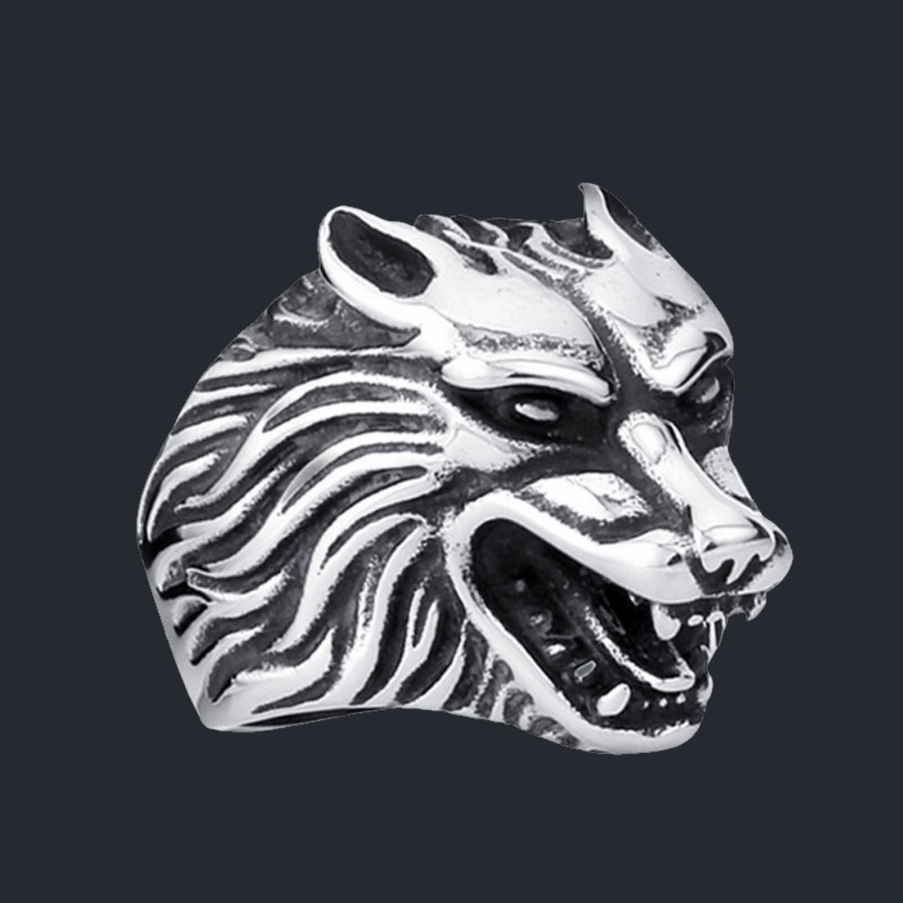 [ DECRYPT_#18W ] ROARING LONE WOLF IMPLANT RING