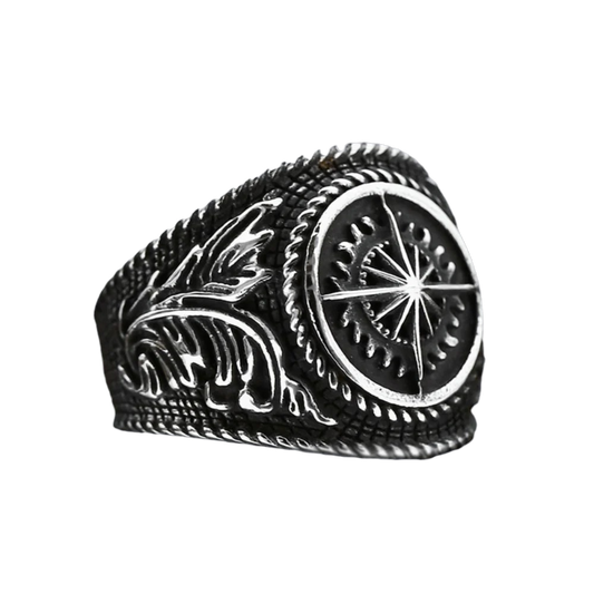 [ KERNEL_v9.8 ] CYBER COMPASS GEAR SIGNET RING