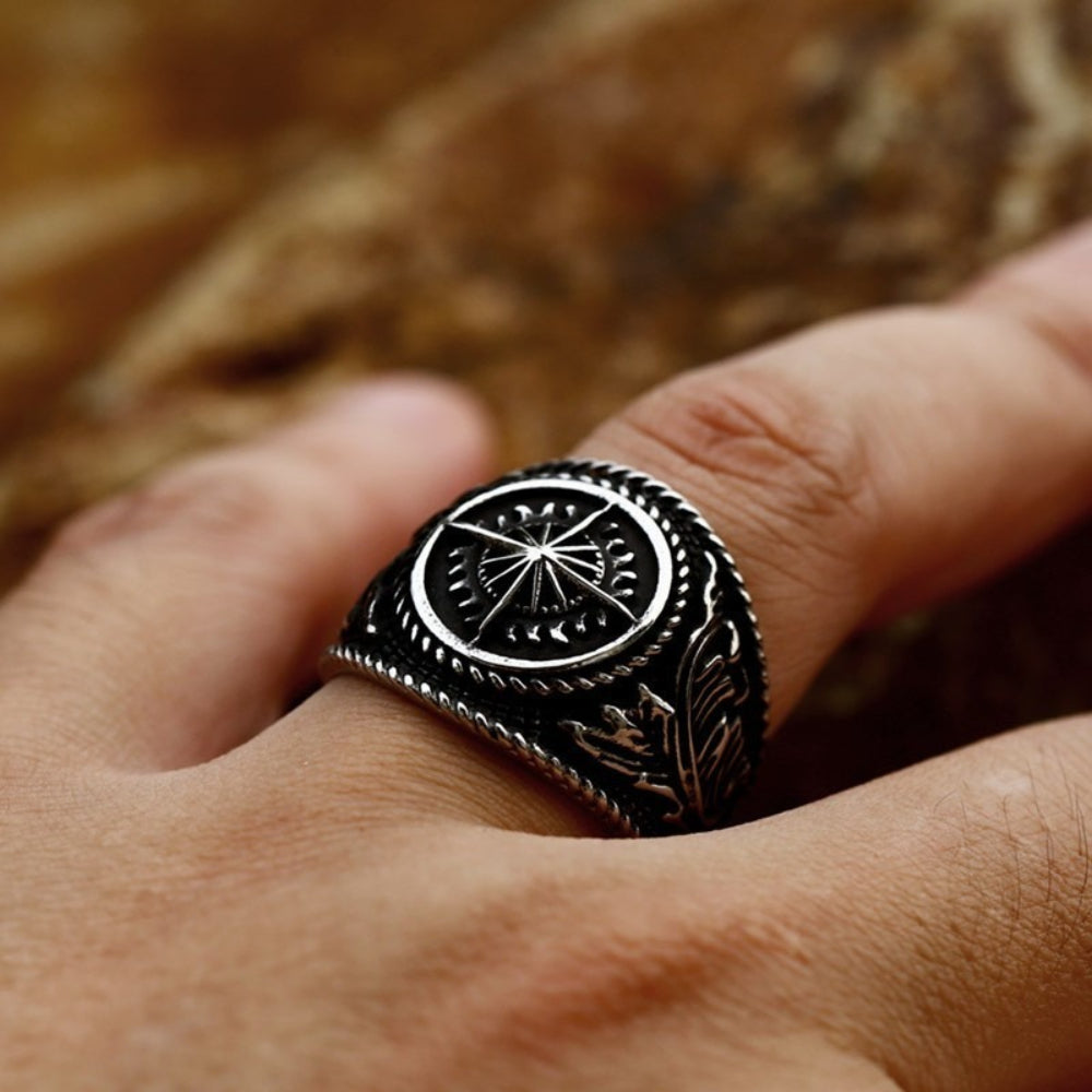 [ KERNEL_v9.8 ] CYBER COMPASS GEAR SIGNET RING