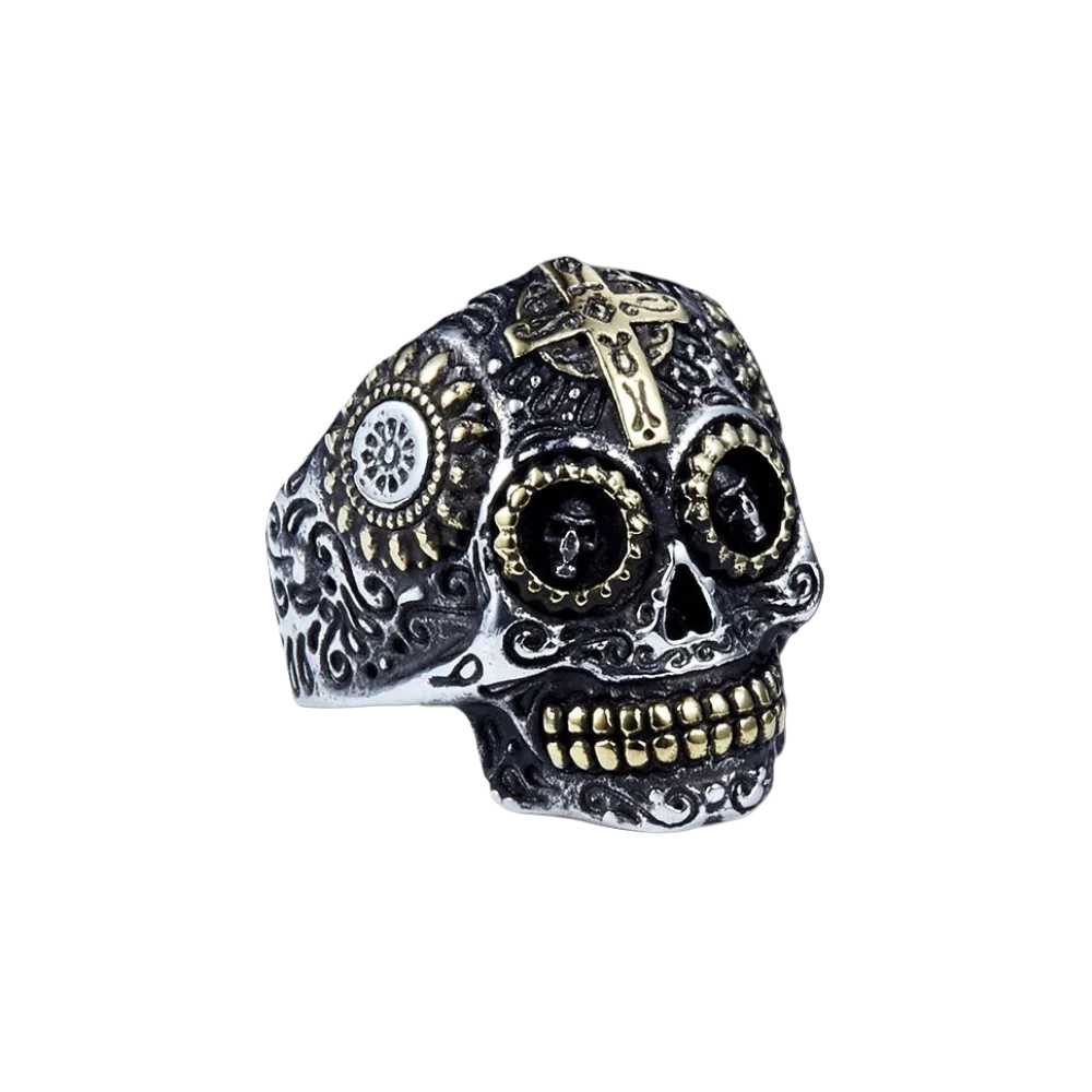 [ OVERCLOCK_#12M ] SUGAR SKULL CRUCIFIX IMPLANT RING