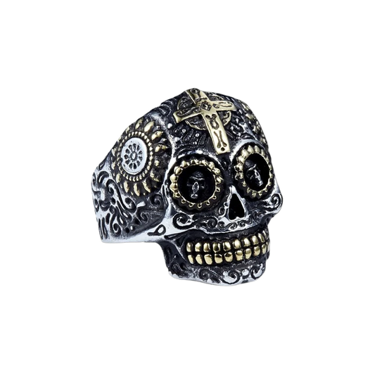 [ OVERCLOCK_#12M ] SUGAR SKULL CRUCIFIX IMPLANT RING