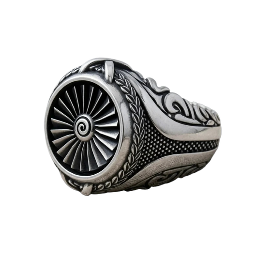 [ LINK_#24K ] CYBER VORTEX WHEEL SIGNET RING