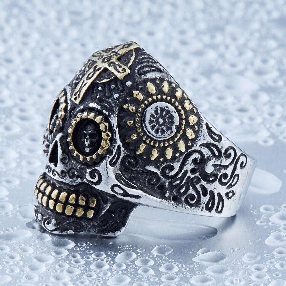 [ OVERCLOCK_#12M ] SUGAR SKULL CRUCIFIX IMPLANT RING