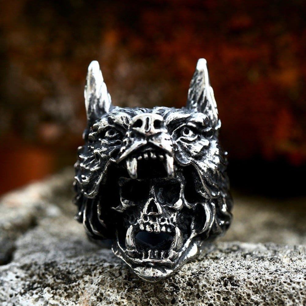 [ OVERCLOCK_#01F ] WOLF PELT REBEL SKULL RING