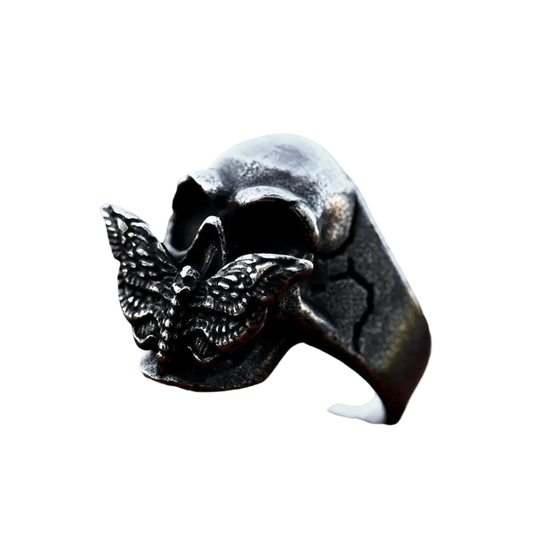 [ DECRYPT_#27M ] GOTHIC SKULL MOTH IMPLANT RING